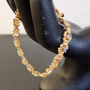Handmade Gold Square Crystal Bracelet